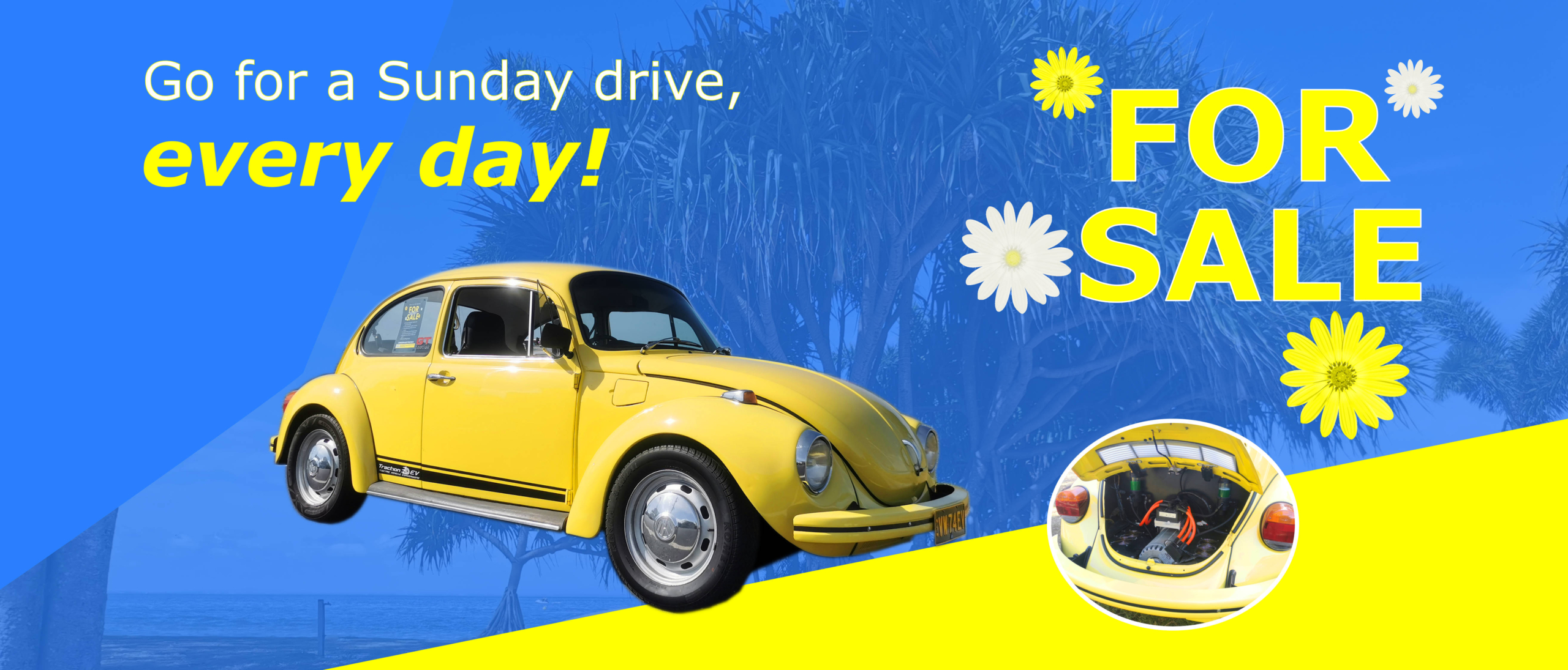 Yellow Electric Super Beetle For Sale